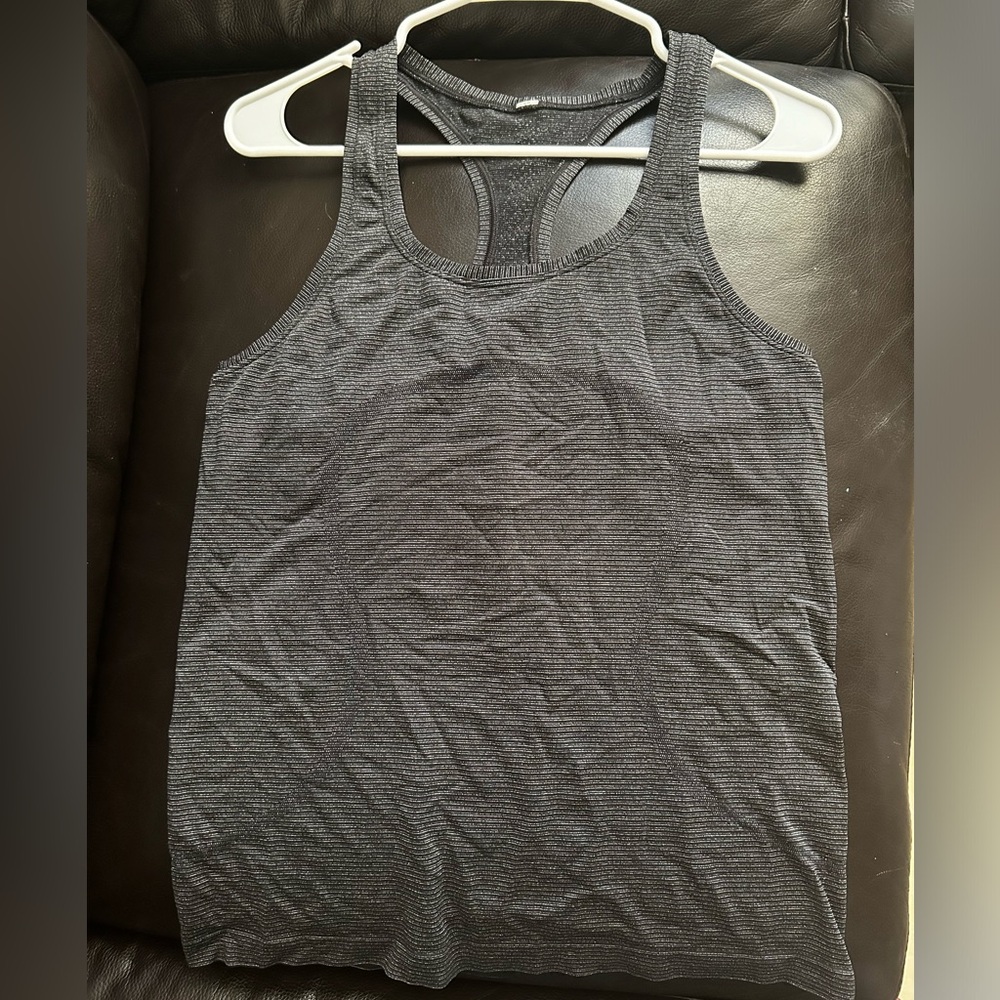Lululemon Swiftly Speed Racerback Shine Black Silver Sz 10 Stripe Tank Top